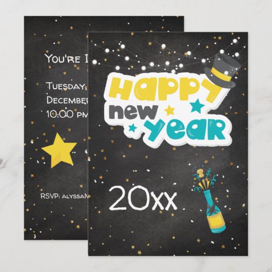 Happy New Year Celebration Custom Year Kaart (Voorkant / Achterkant)