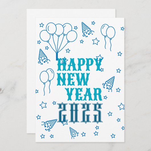 Happy New Year Celebration Kaart (Voorkant / Achterkant)