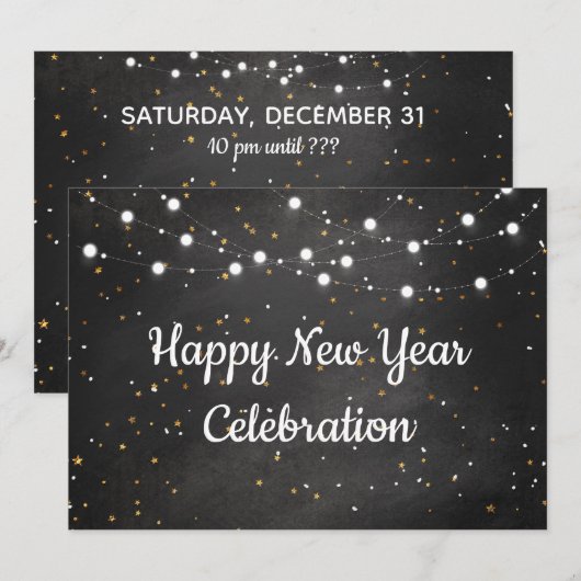 Happy New Year Celebration met String Lights Kaart (Voorkant / Achterkant)