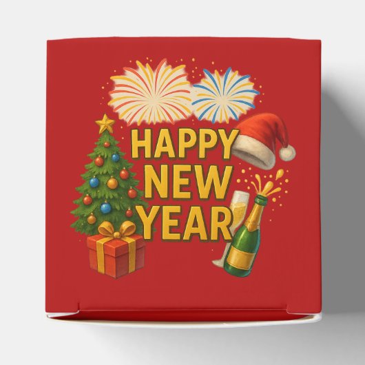 Happy New Year Celebration Sticker  Bedankdoosjes (Bovenkant)