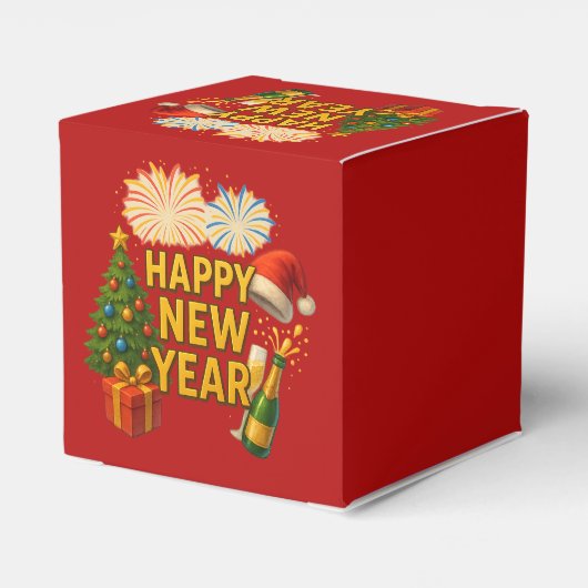 Happy New Year Celebration Sticker Bedankdoosjes (Achterkant)