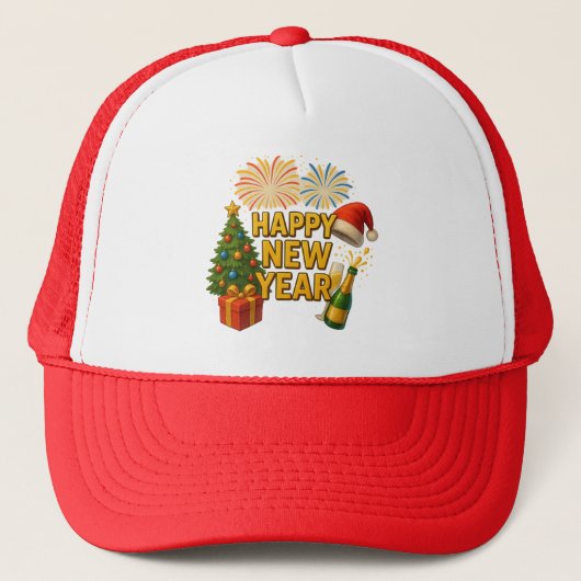 Happy New Year Celebration Sticker  Trucker Pet (Voorkant)