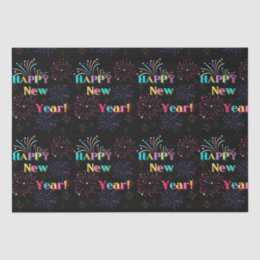 Happy New Year Celebration Tissue Paper Tissuepapier (Voorkant)