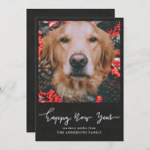 Happy New Year Chalkboard Script | Foto Feestdagenkaart (Voorkant / Achterkant)