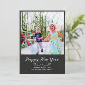 Happy New Year Chalkboard  Script | Foto Feestdagenkaart (Staand voorkant)