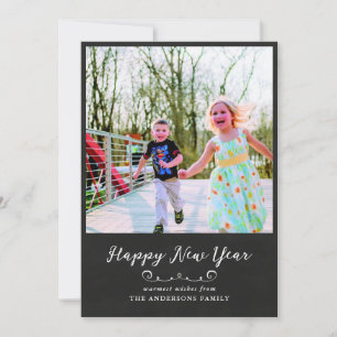 Happy New Year Chalkboard  Script   Foto Feestdagenkaart