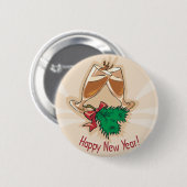 Happy New Year Champagne Clink Ronde Button 5,7 Cm (Voorkant /achterkant)