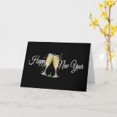 Happy New Year Champagne & Confetti New Year Cards Kaart (Gele Bloem)