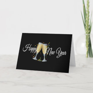 Happy New Year Champagne & Confetti New Year Cards Kaart
