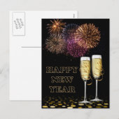 Happy New Year - Champagne Feestdagenkaart (Voorkant / Achterkant)