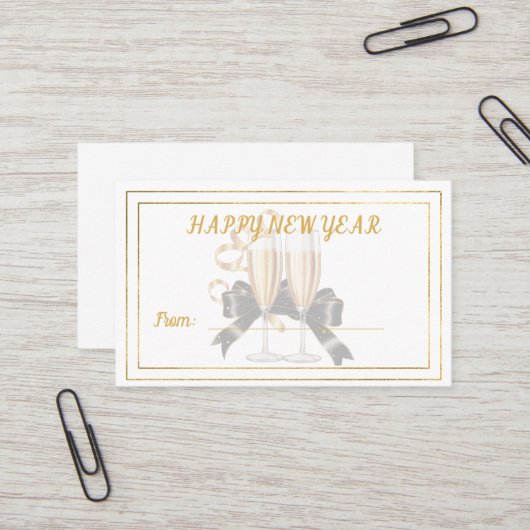 Happy New Year Champagne Gift Card Visitekaartje (Voorkant / Achterkant in situ)