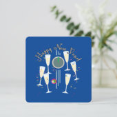 Happy New Year - Champagne Glasses and Clock Kaart (Staand voorkant)
