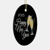 Happy New Year Champagne Glasses Keramisch Ornament (Rechts)