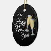 Happy New Year Champagne Glasses Keramisch Ornament (Links)