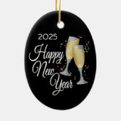 Happy New Year Champagne Glasses Keramisch Ornament (Achterkant)