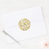 Happy New Year Champagne Glasses Ronde Sticker (Envelop)