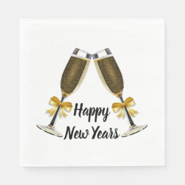Happy New Year Champagne Glasses Servetten