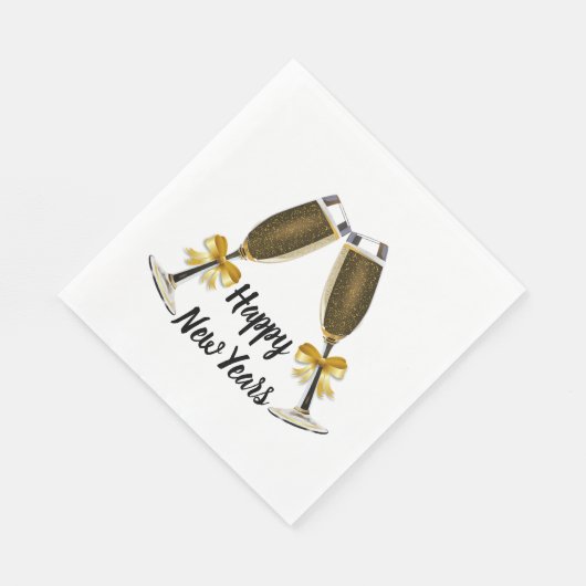 Happy New Year Champagne Glasses Servetten (Hoek)
