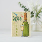 Happy New Year Champagne Gold Glitter Briefkaart (Staand voorkant)