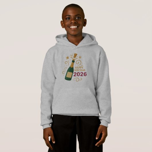 Happy New Year  Champagne Kids’ Pullover Hoodie (Voorkant volledig)