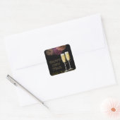 Happy New Year - Champagne Vierkante Sticker (Envelop)