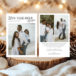 Happy New Year Cheer Modern Family 4 Photo Collage Feestdagenkaart