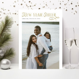 Happy New Year Cheer Modern Family 4 Photo Collage Feestdagenkaart