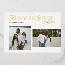 Happy New Year Cheer Modern Family  Photo Collage Folie Feestdagenkaart