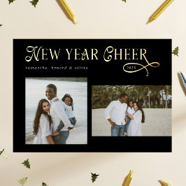 Happy New Year Cheer Modern Family  Photo Collage Folie Feestdagenkaart
