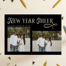 Happy New Year Cheer Modern Family  Photo Collage Folie Feestdagenkaart