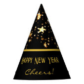 Happy New Year Cheers Black & Gold Party Pet Feesthoedjes (Voorkant)