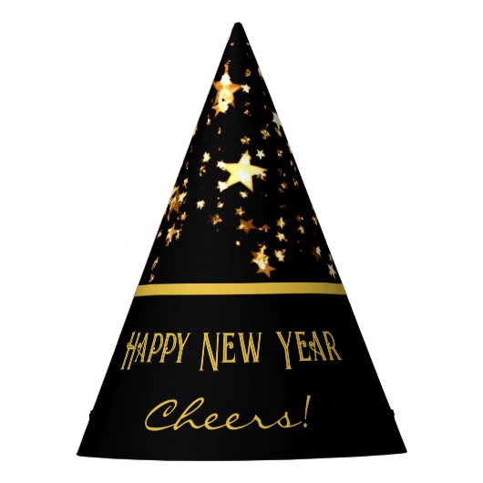 Happy New Year Cheers Black & Gold Party Pet Feesthoedjes (Voorkant)