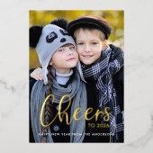 Happy New Year Cheers Foto Folie Feestdagenkaart (Voorkant)