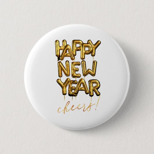 Happy New Year Cheers Ronde Button 5,7 Cm (Voorkant)