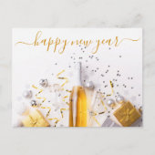 Happy New Year Chic Gold Champagne Streamers Briefkaart (Voorkant)