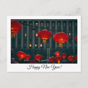 Happy New Year Chinese lantaarns Briefkaart