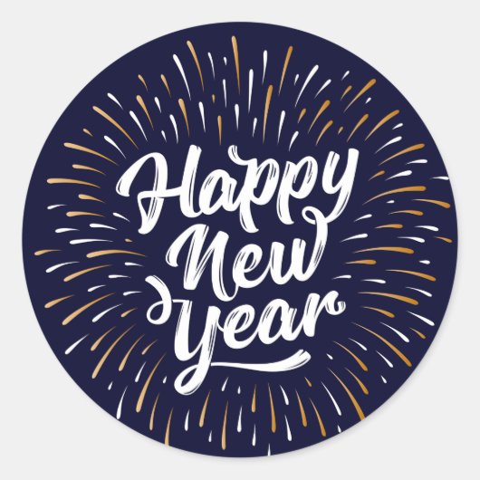 Happy New Year Classic Round Sticker (Voorkant)