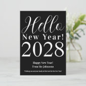 Happy New Year Classic Zwart en Wit Feestdagenkaart (Staand voorkant)