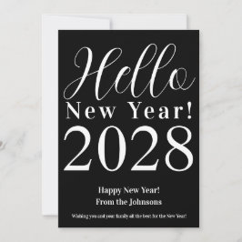 Happy New Year Classic Zwart en Wit Feestdagenkaart