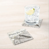 Happy New Year Clock at Midnight Kartonnen Onderzetters (Insitu)