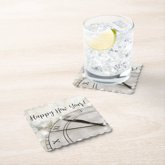 Happy New Year Clock at Midnight Kartonnen Onderzetters (Insitu)