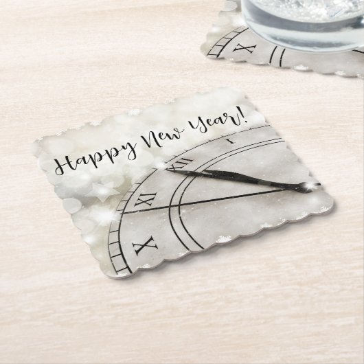 Happy New Year Clock at Midnight Kartonnen Onderzetters (Gebogen)