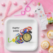 Happy New Year Clock Party Papieren Bordje (Feest)