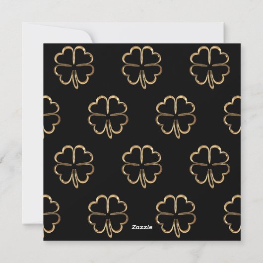 Happy New Year Clover Elegant Black en Gold Chic Feestdagenkaart (Achterkant)