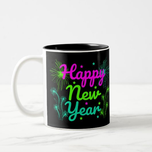 Happy New Year Coffee-Mok Tweekleurige Koffiemok (Links)