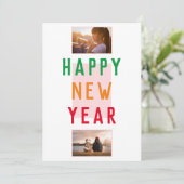 Happy New Year Colorful Modern 2 Foto's Kaart (Staand voorkant)