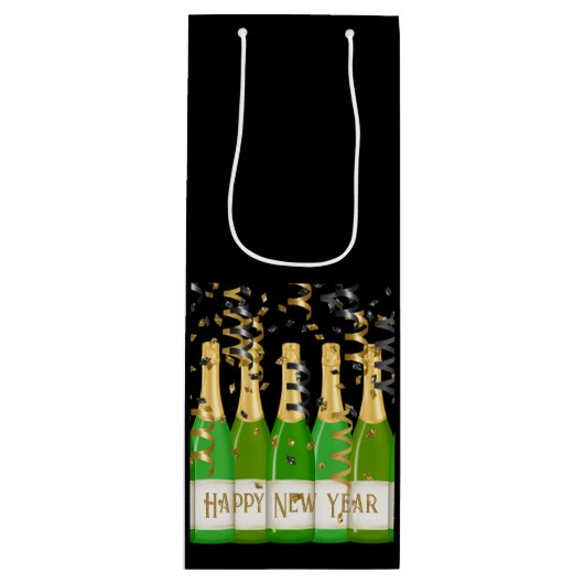 Happy New Year Confetti Bottles Celebration Fun Wijn Cadeautas (Voorkant)
