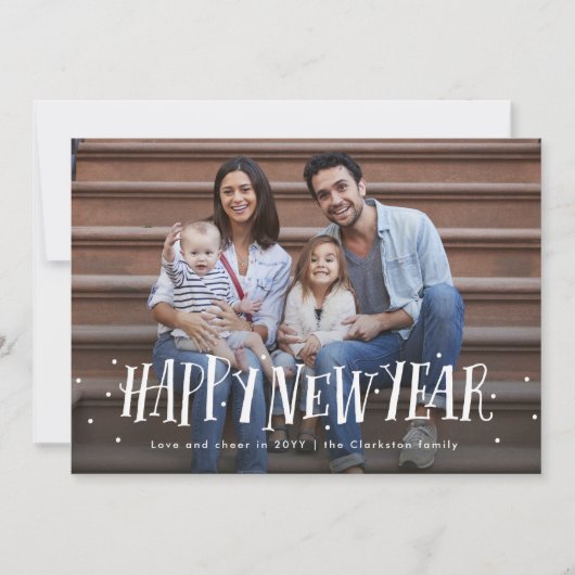 Happy new year confetti foto feestdagenkaart (Voorkant)