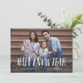 Happy new year confetti foto feestdagenkaart (Staand voorkant)