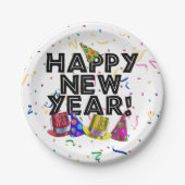 Happy New Year Confetti New Years Papieren Bordje (Voorkant)
